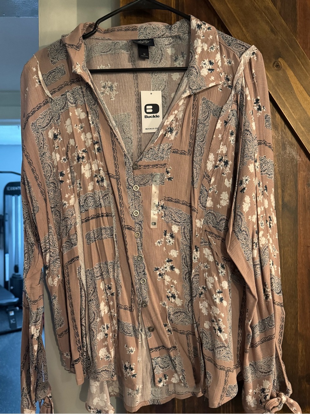 Buckle Mauve Floral Paisley Button-Up Blouse